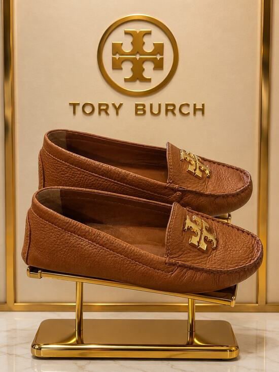 Tory Burch Shoes - Tory Burch Everly Driver Royal Tan Leather Loafers Women’s 8 w/ Box